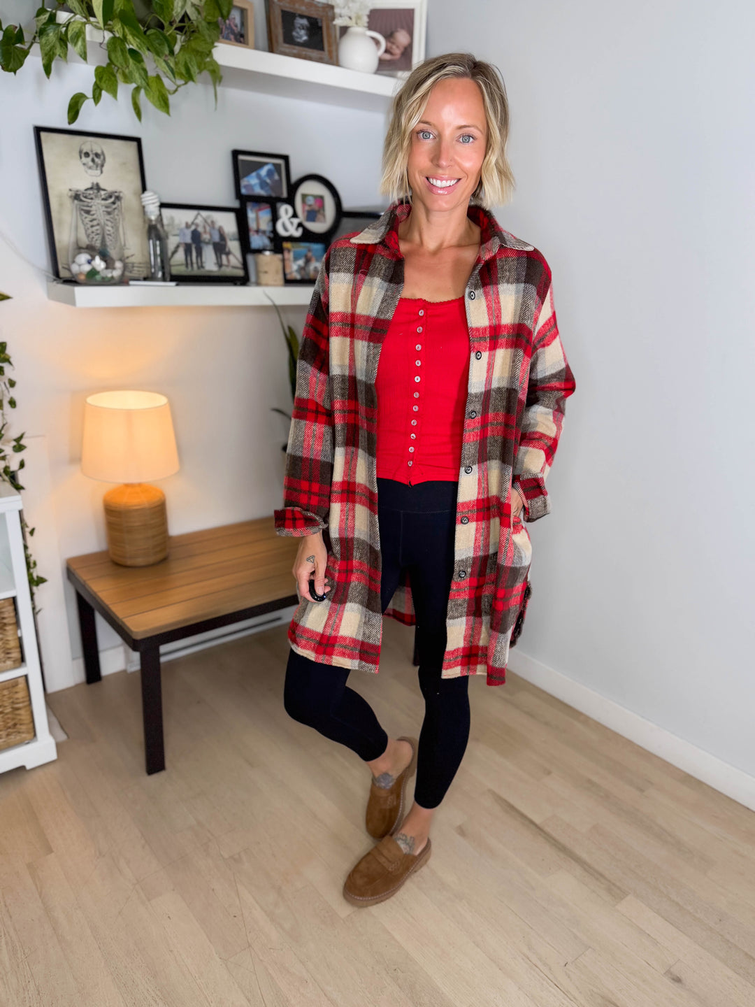 Renfrew Plaid Shacket- RED/IVORY