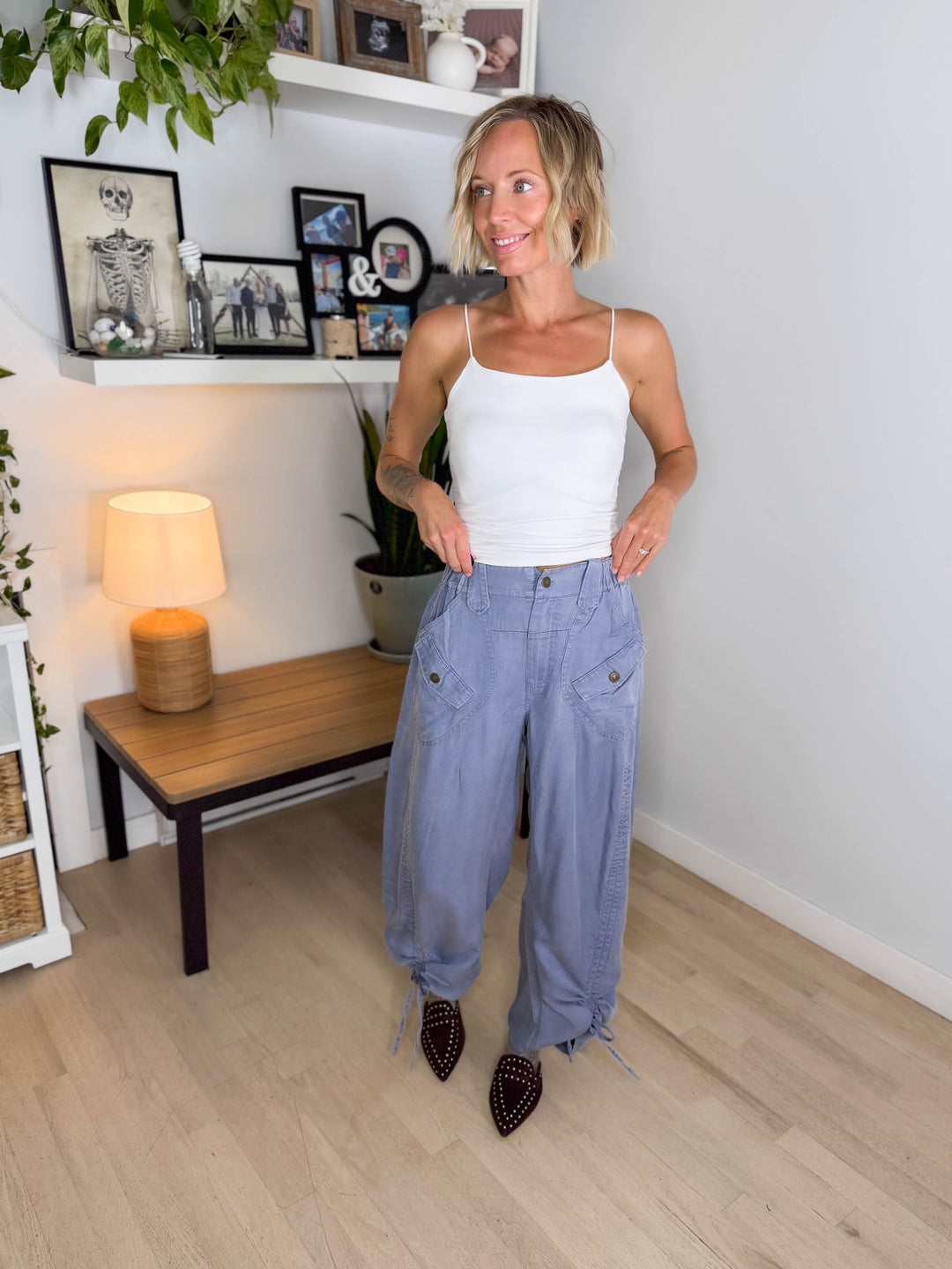 Adams Cargo Ruched Pant- DENIM BLUE