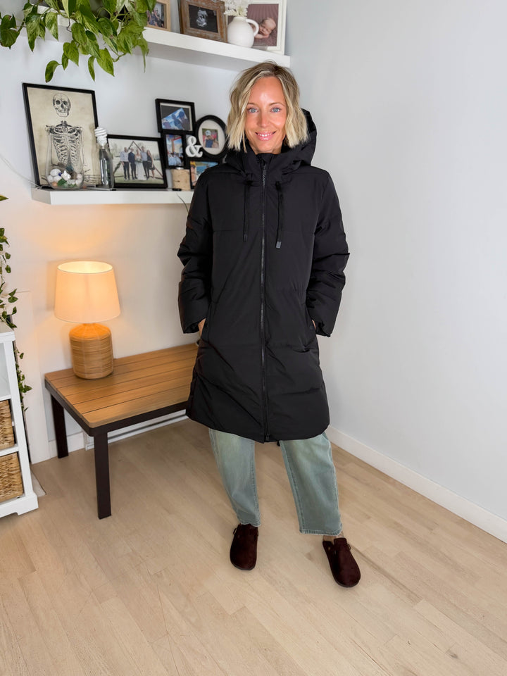 ONLY Blair Long Hooded Puffer Jacket- BLACK