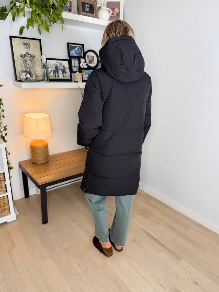 ONLY Blair Long Hooded Puffer Jacket- BLACK