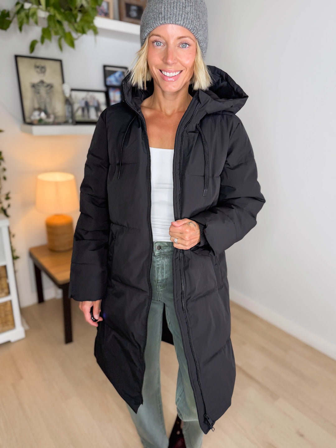 ONLY Blair Long Hooded Puffer Jacket- BLACK