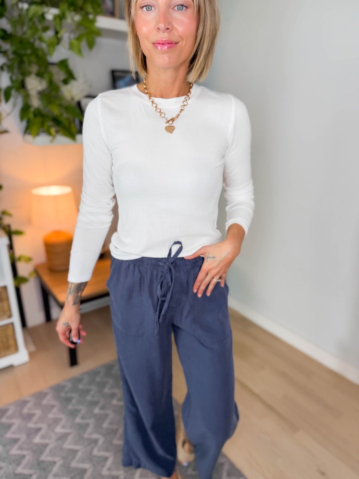 Zariah Soft Ribbed Long Sleeve- OFF WHITE