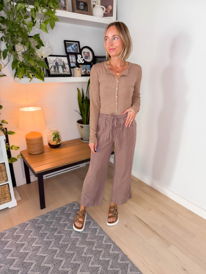 Onda Button Up Long Sleeve- HAZELNUT