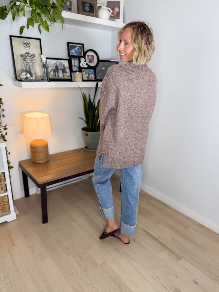 Forage Mockneck Oversized Sweater- SOFT MOCHA