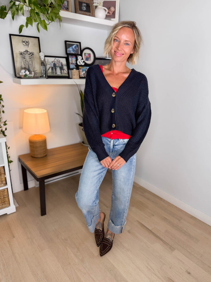 ONLY Caroline Button Cardigan- NIGHT SKY NAVY