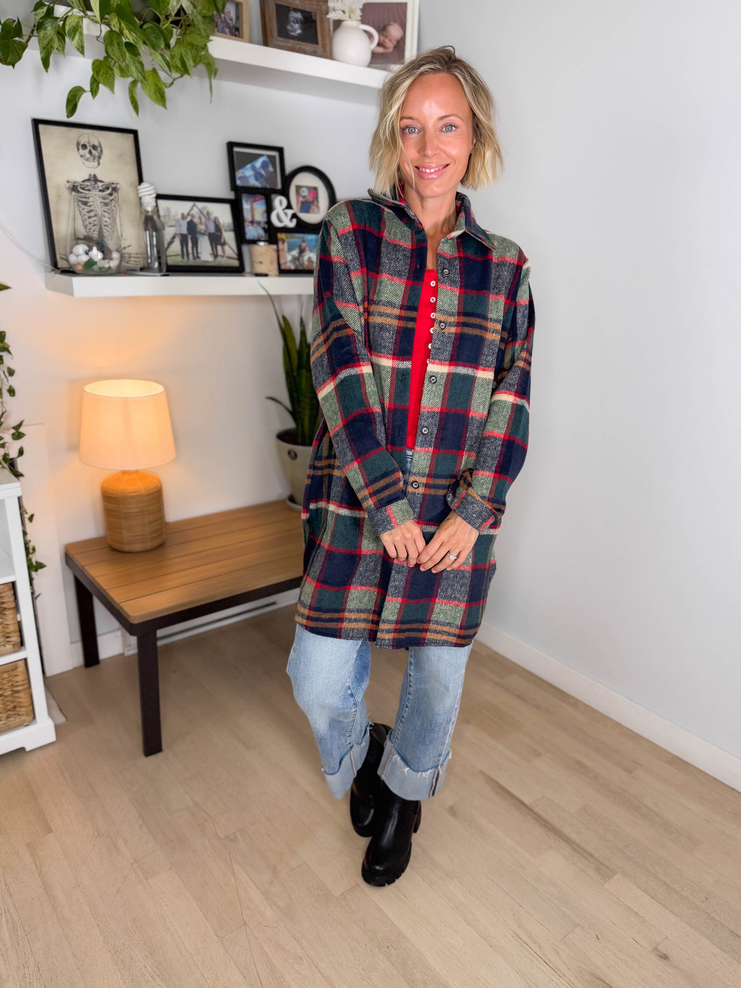 Renfrew Plaid Shacket- GREEN/NAVY