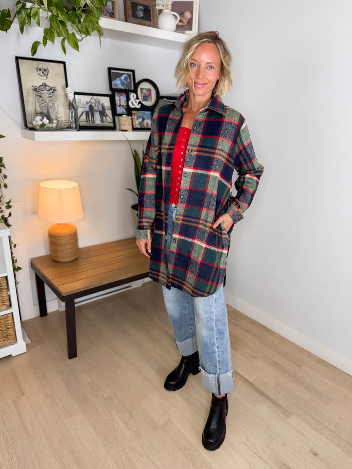 Renfrew Plaid Shacket- GREEN/NAVY