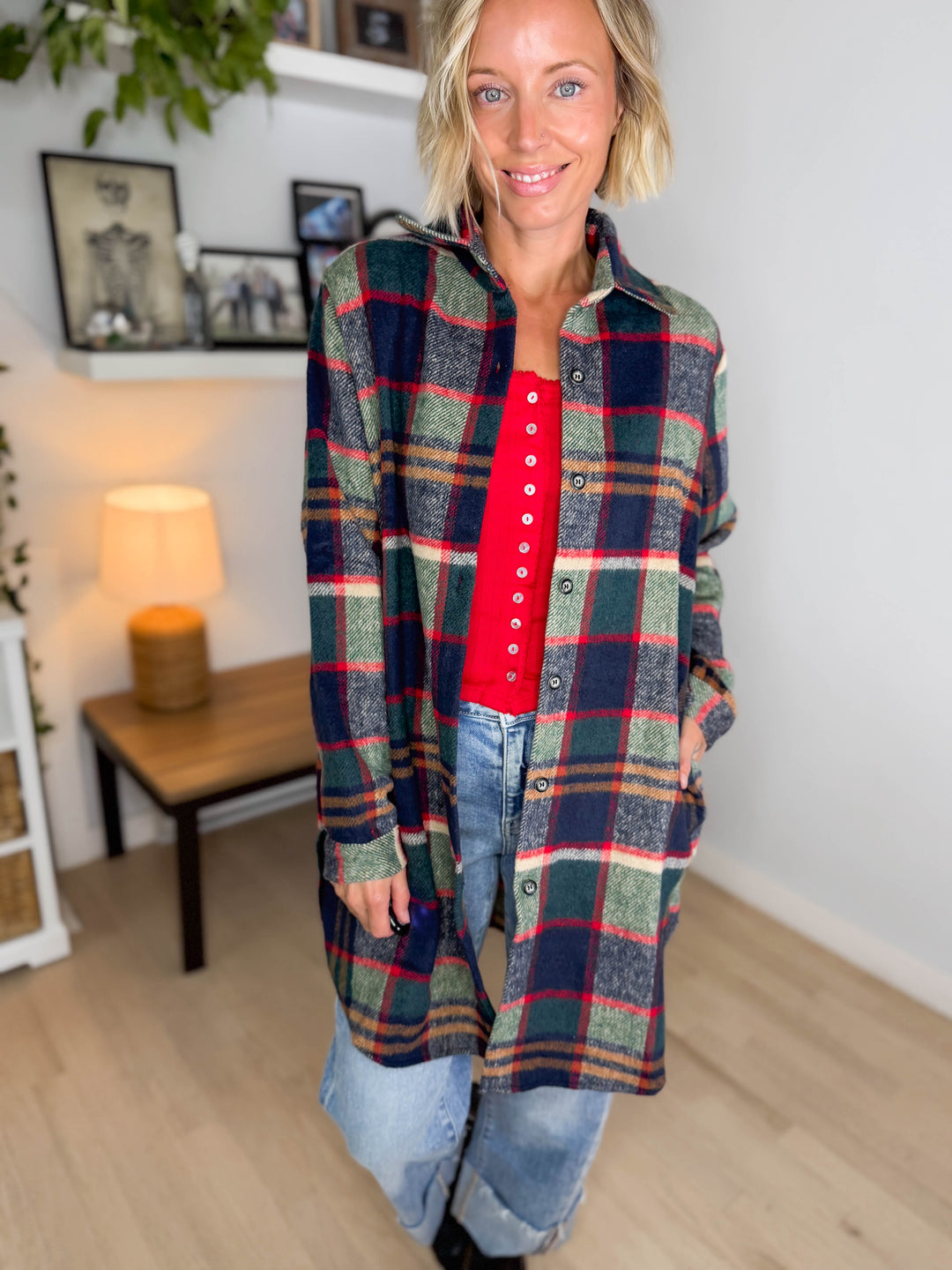 Renfrew Plaid Shacket- GREEN/NAVY