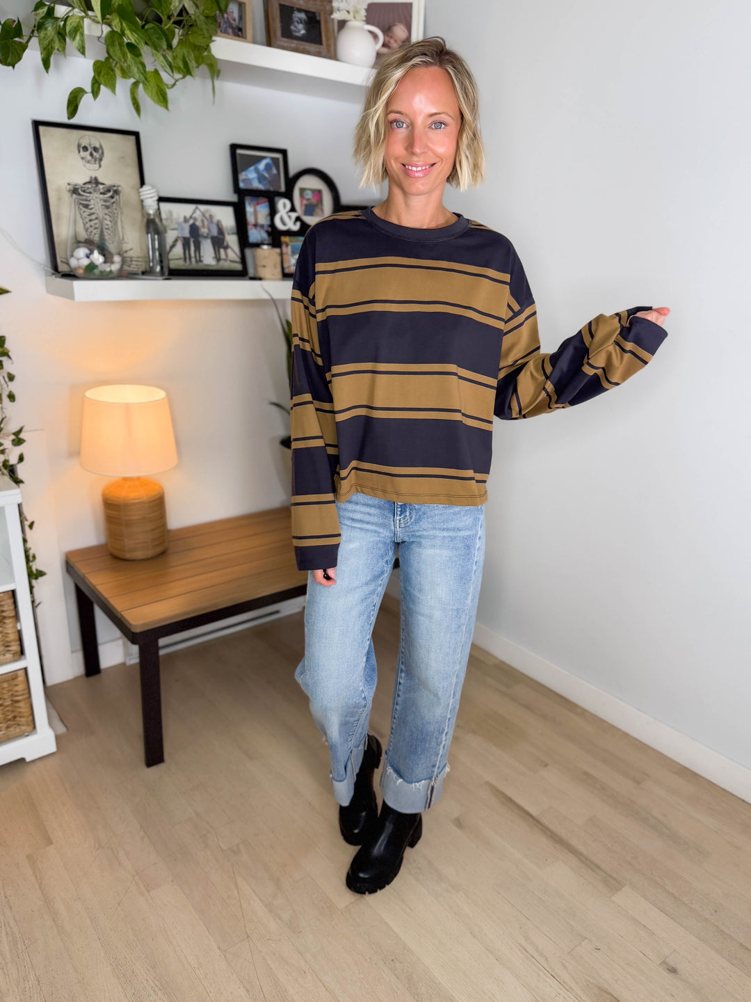 Ramsyn Stripe Knit Longsleeve- NAVY