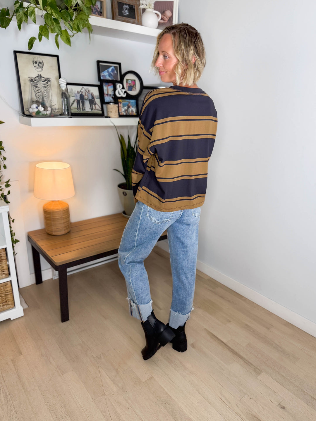 Ramsyn Stripe Knit Longsleeve- NAVY
