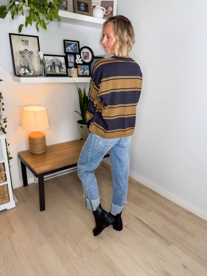 Ramsyn Stripe Knit Longsleeve- NAVY