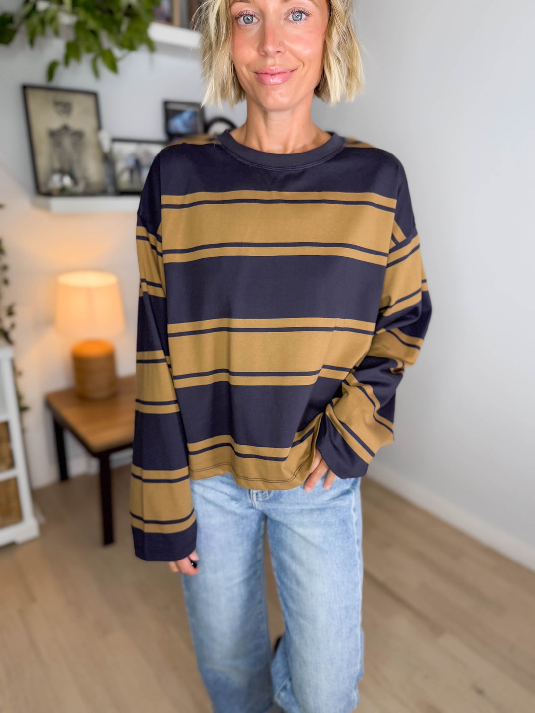 Ramsyn Stripe Knit Longsleeve- NAVY