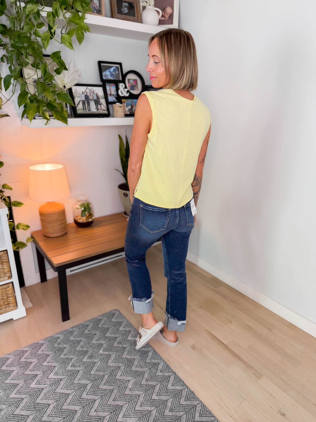 Zosia Cotton Pocket Tank- PALE YELLOW-FINAL SALE