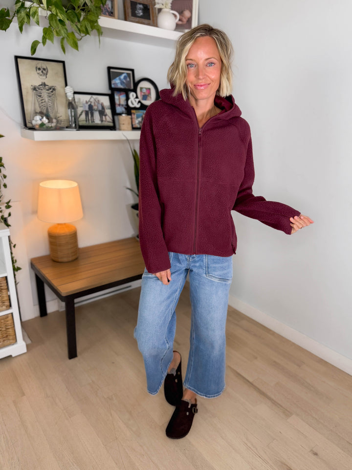 Firelight Soft Full Zip Fleece- WINE