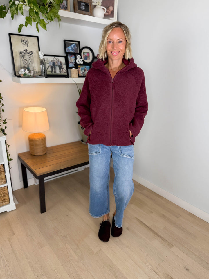 Firelight Soft Full Zip Fleece- WINE