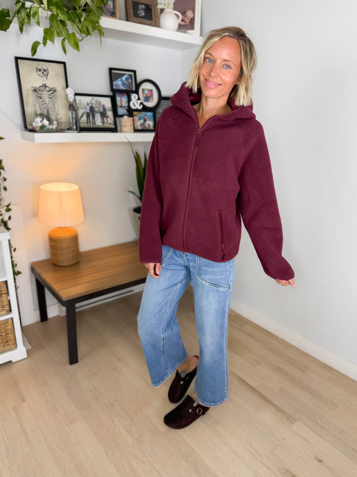 Firelight Soft Full Zip Fleece- WINE