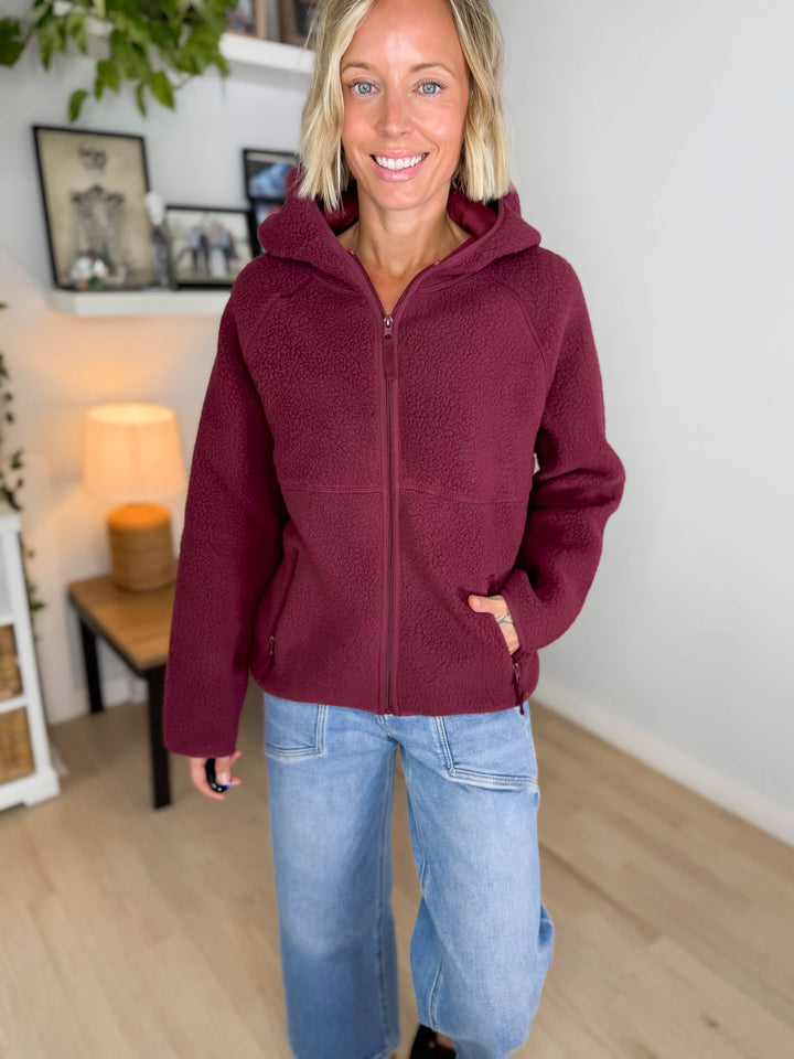 Firelight Soft Full Zip Fleece- WINE