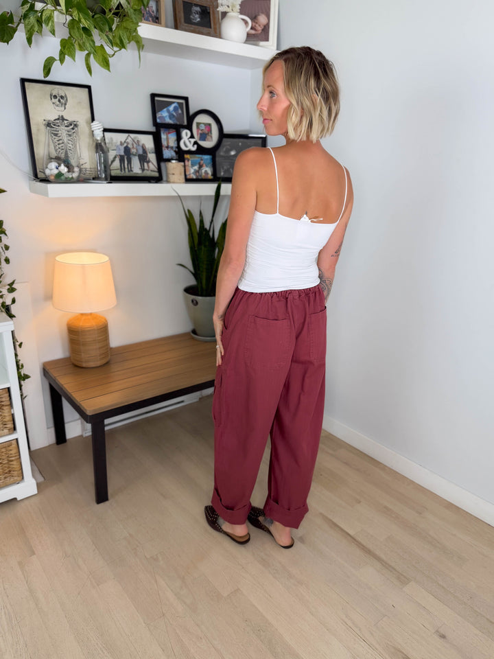 Sutton Drawstring Cargo Pant- TERRACOTTA
