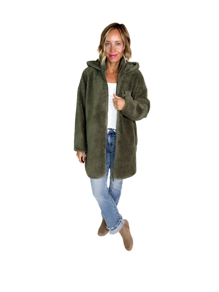 ONLY Sascha Sherpa Jacket- OLIVE GREY