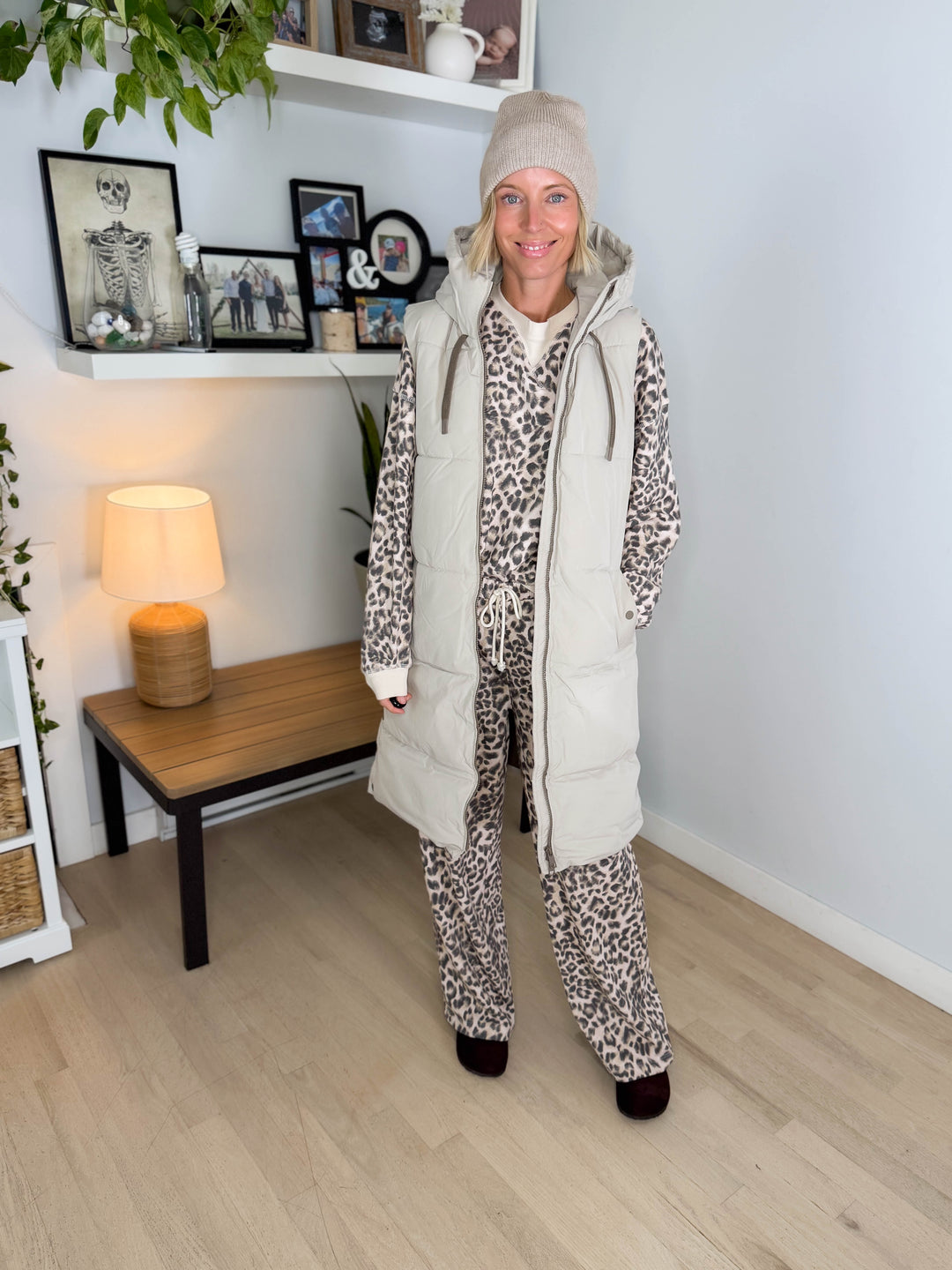 ONLY Blair Long Hooded Puffer Vest- SILVER LINING