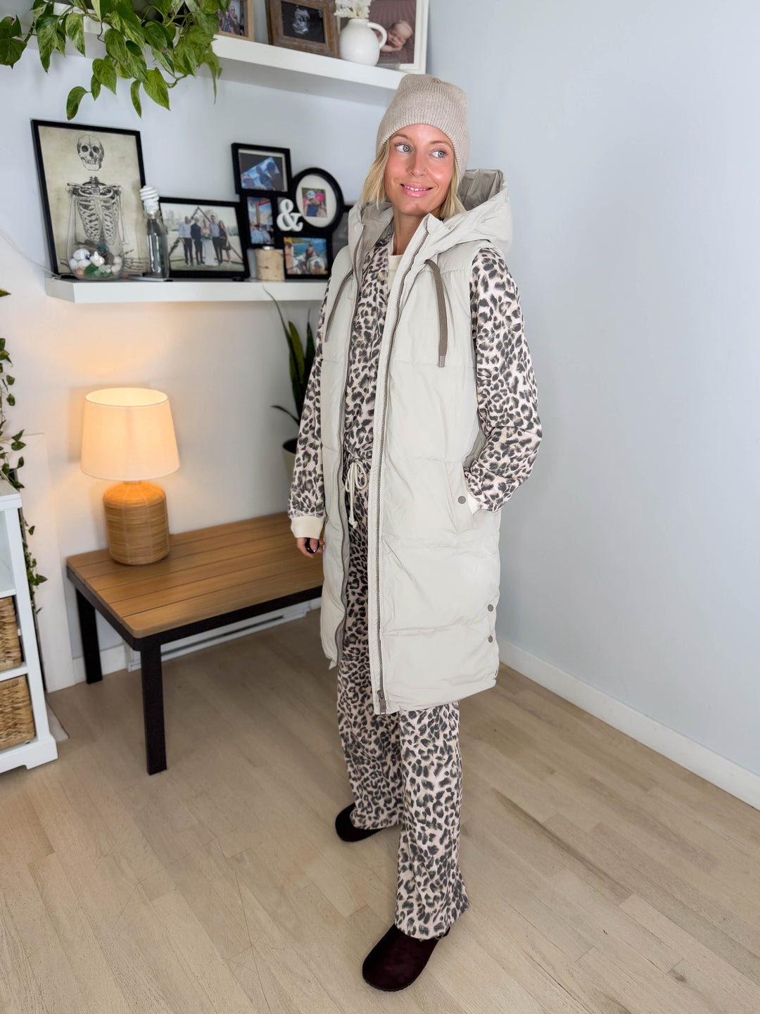 ONLY Blair Long Hooded Puffer Vest- SILVER LINING