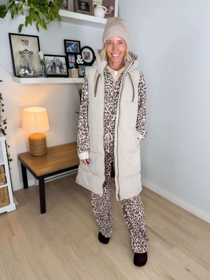 ONLY Blair Long Hooded Puffer Vest- SILVER LINING