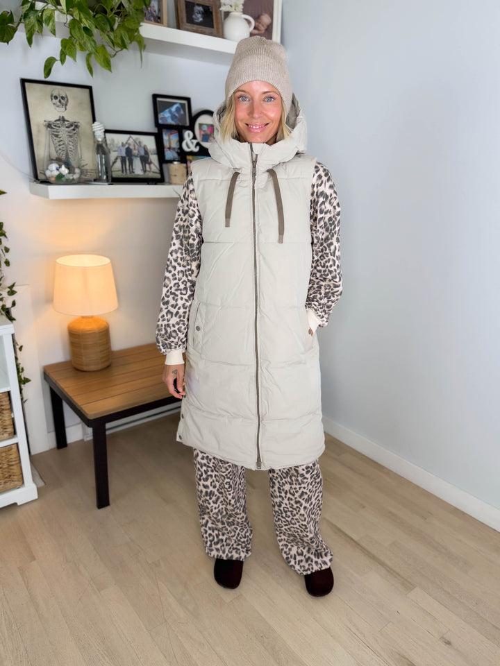 ONLY Blair Long Hooded Puffer Vest- SILVER LINING