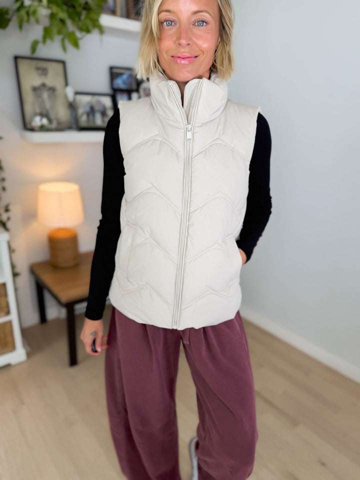 ONLY Power Puffer Vest- SILVER LINING