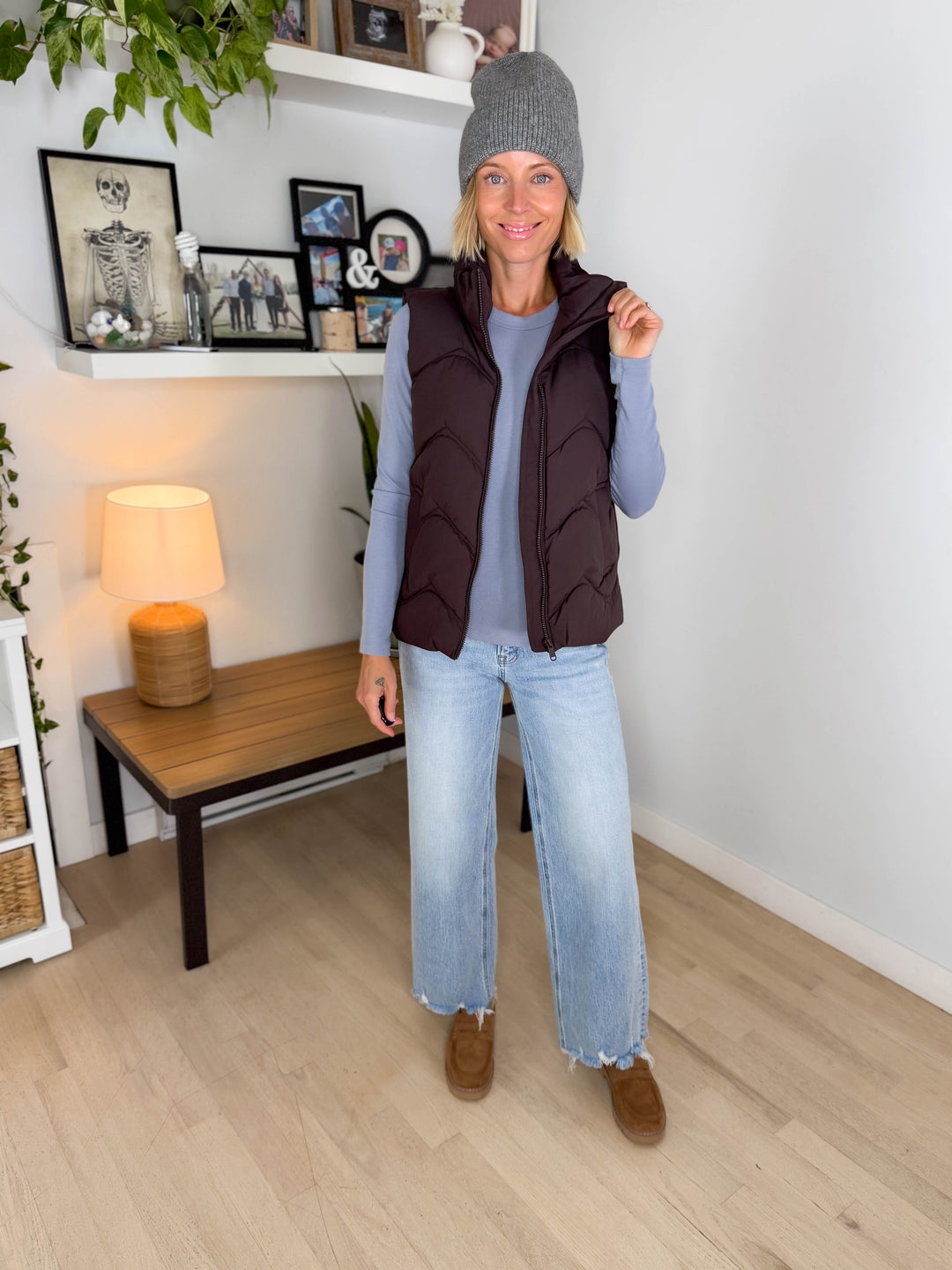 ONLY Power Puffer Vest- CHOCOLATE TORTE