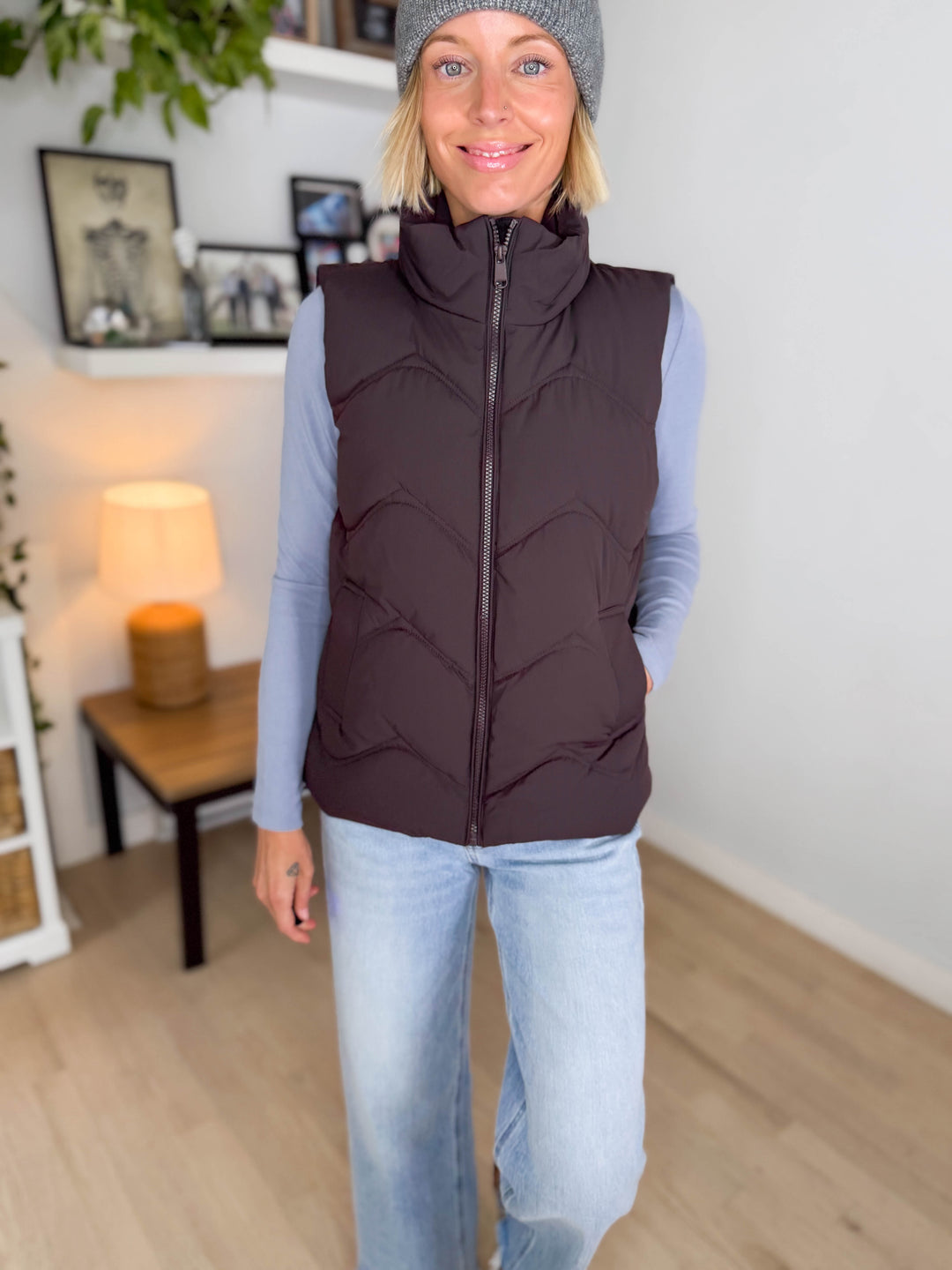 ONLY Power Puffer Vest- CHOCOLATE TORTE