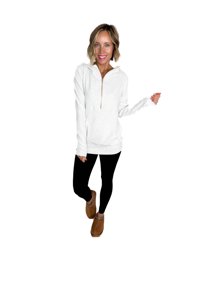 AMPERSAND AVENUE 1/2 Zip Hoodie- GREY GOLD