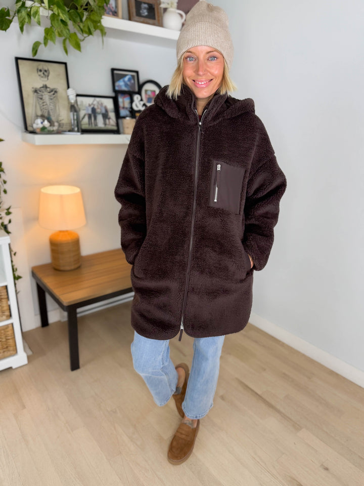 ONLY Sascha Oversized Sherpa Jacket- CHOCOLATE TORTE