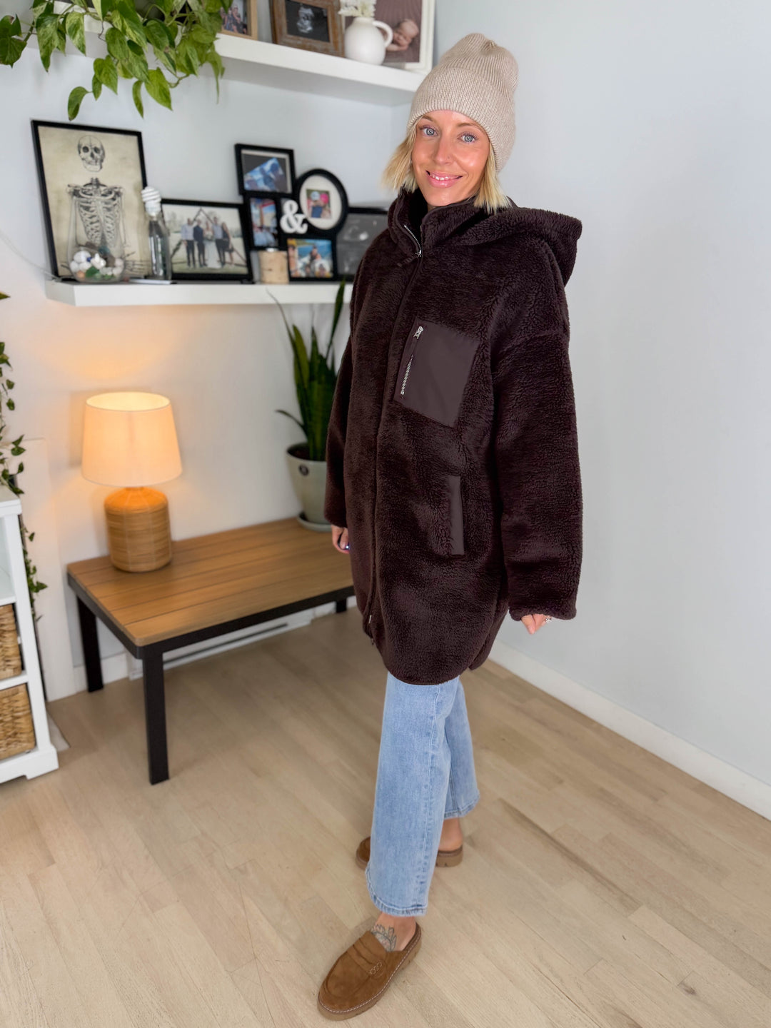 ONLY Sascha Oversized Sherpa Jacket- CHOCOLATE TORTE