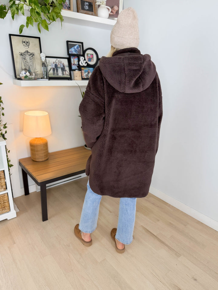 ONLY Sascha Oversized Sherpa Jacket- CHOCOLATE TORTE