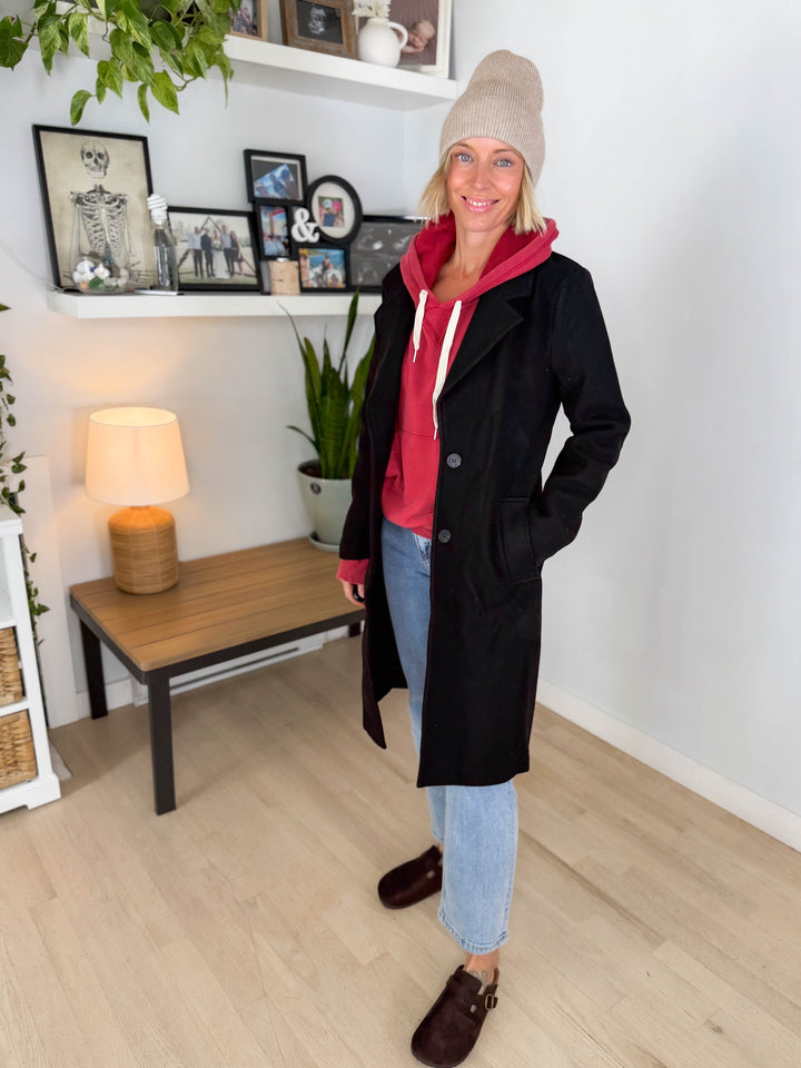 Burwood Collared Coat- BLACK