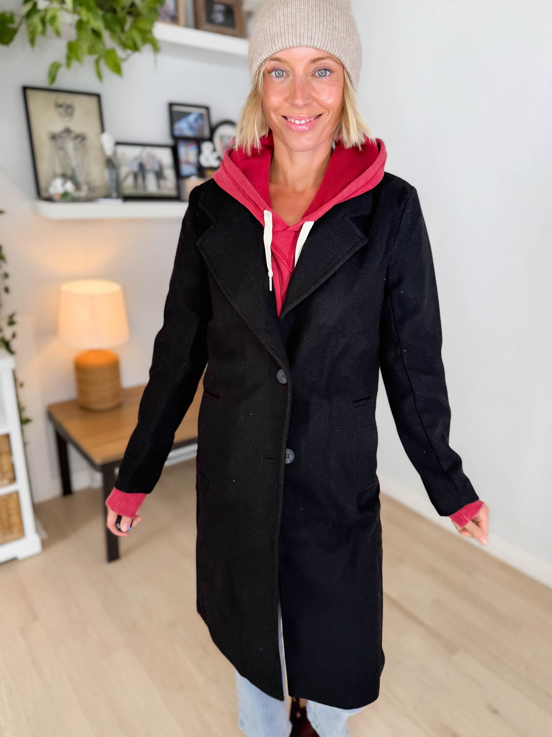 Burwood Collared Coat- BLACK