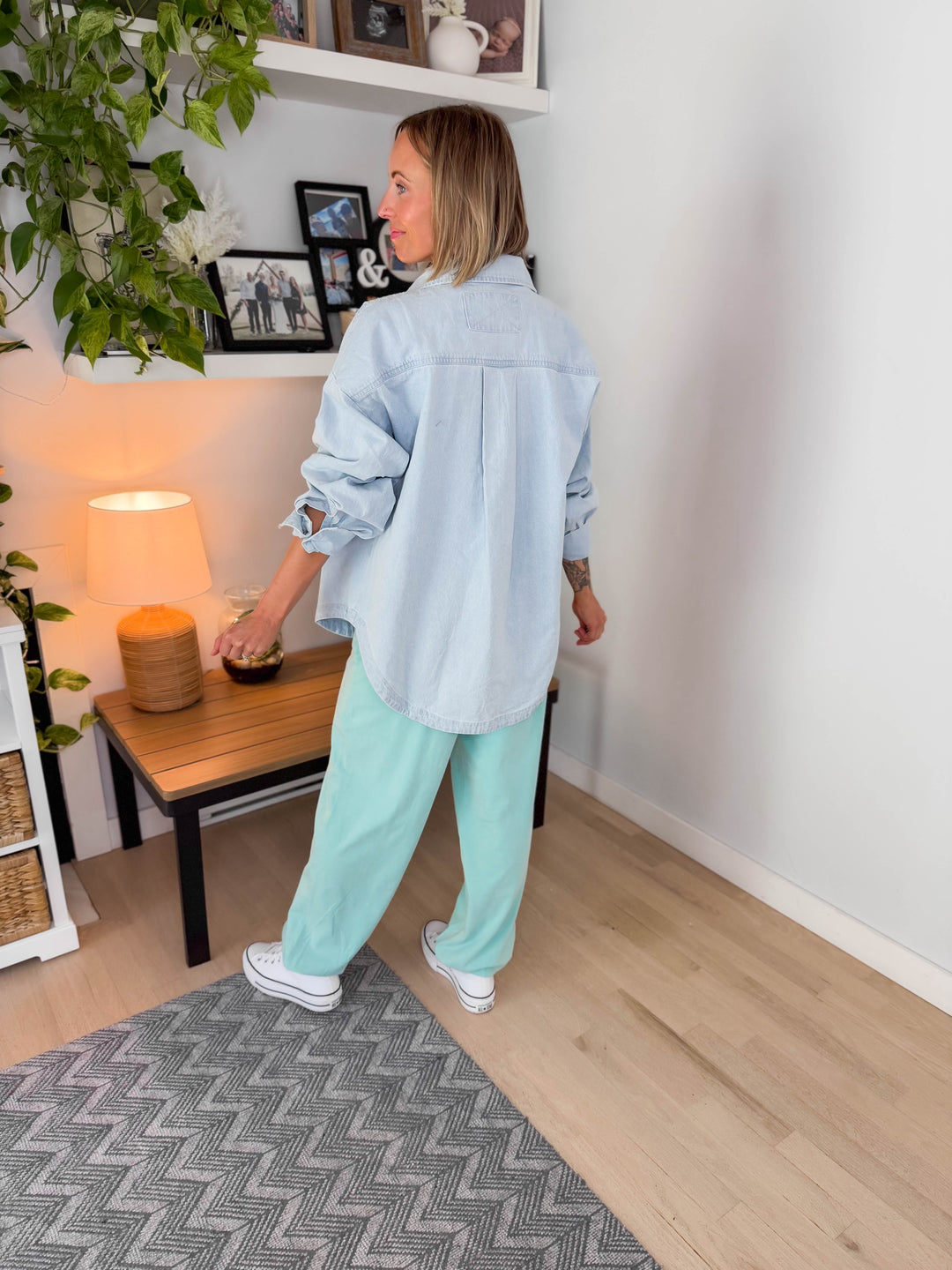 Astrid Mineral Washed Button Down Denim Jacket- DENIM