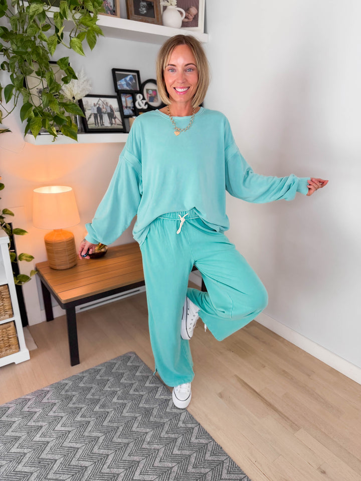 Stella Open Back Pullover- TURQUOISE