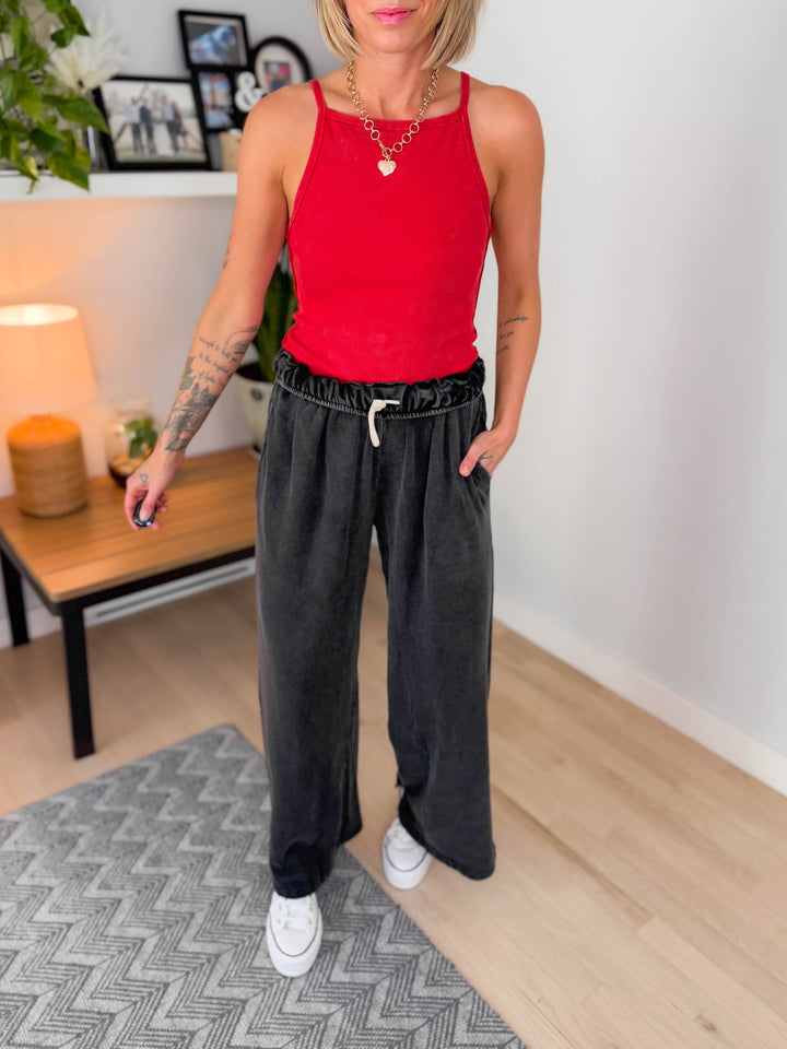 Daydream Foldover Sweatpant- BLACK