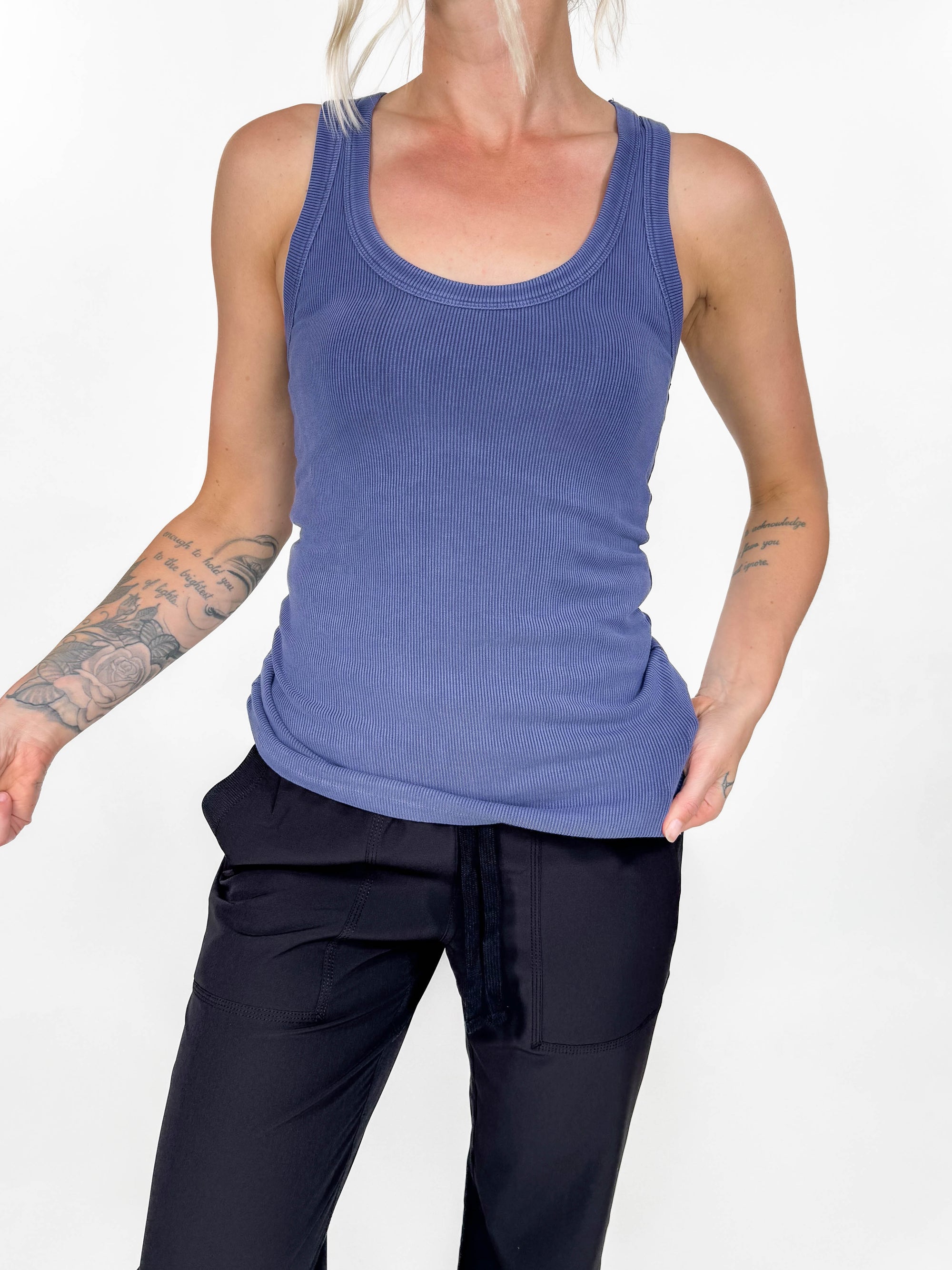 Stanford Ribbed Tank- ADMIRAL BLUE-FINAL SALE