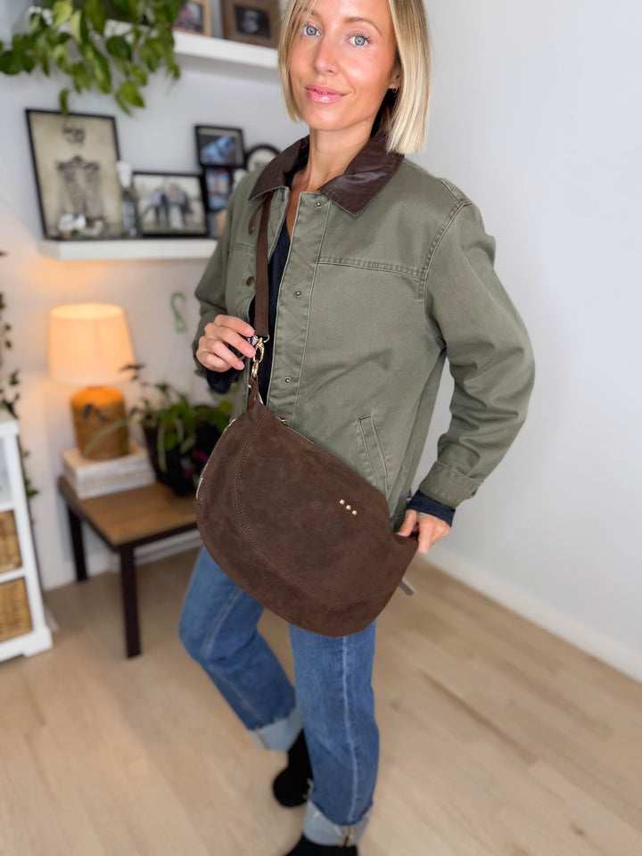 Netty Suede Crossbody- CHOCOLOATE