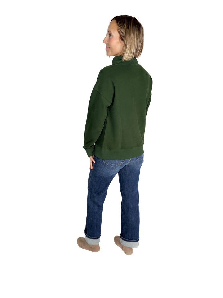 Jackie Mock Neck Sweatshirt- FOREST