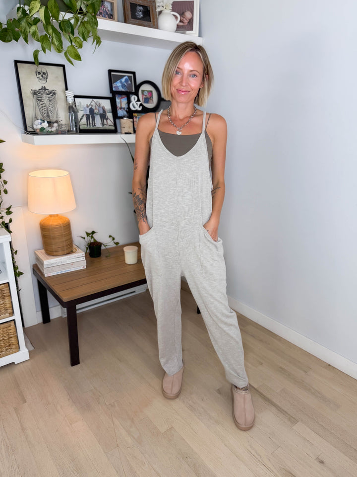 Robin Ribbed Jumpsuit- SAND