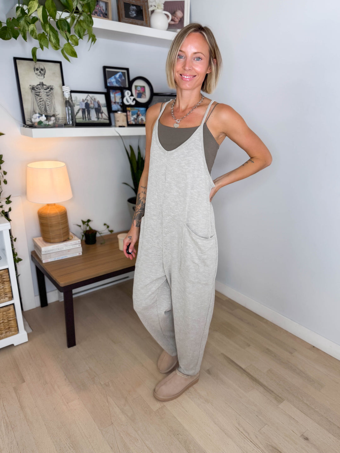 Robin Ribbed Jumpsuit- SAND