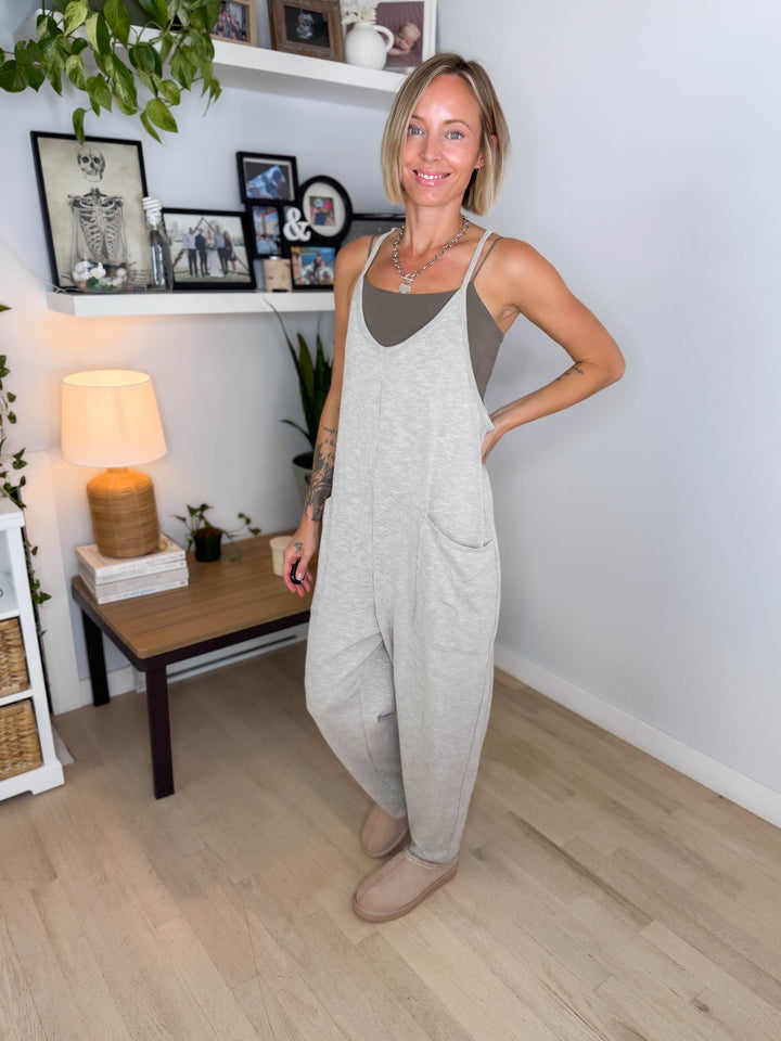 Robin Ribbed Jumpsuit- SAND