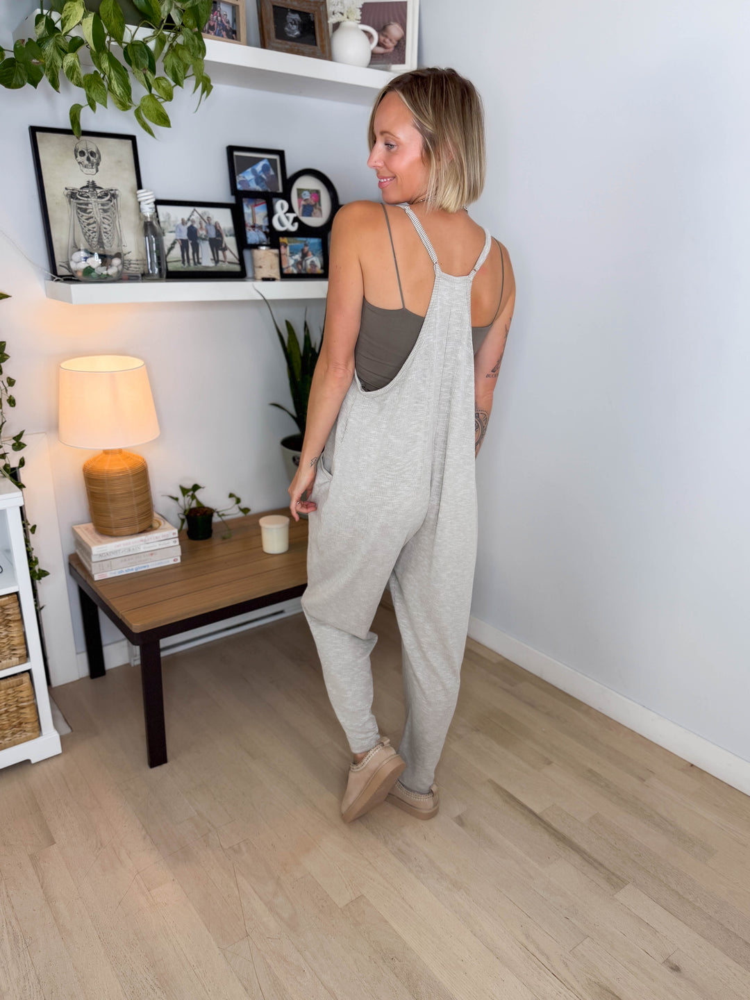 Robin Ribbed Jumpsuit- SAND