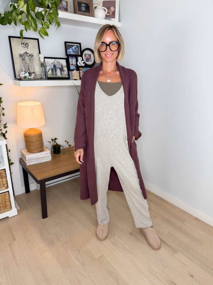 Fallia Oversized Sweater Coatigan- COCOA