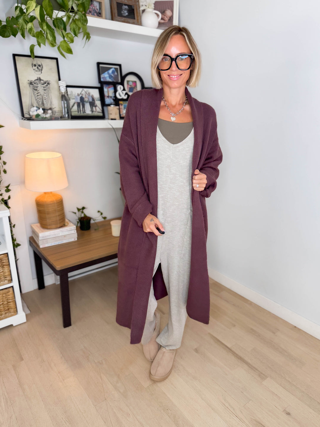Fallia Oversized Sweater Coatigan- COCOA