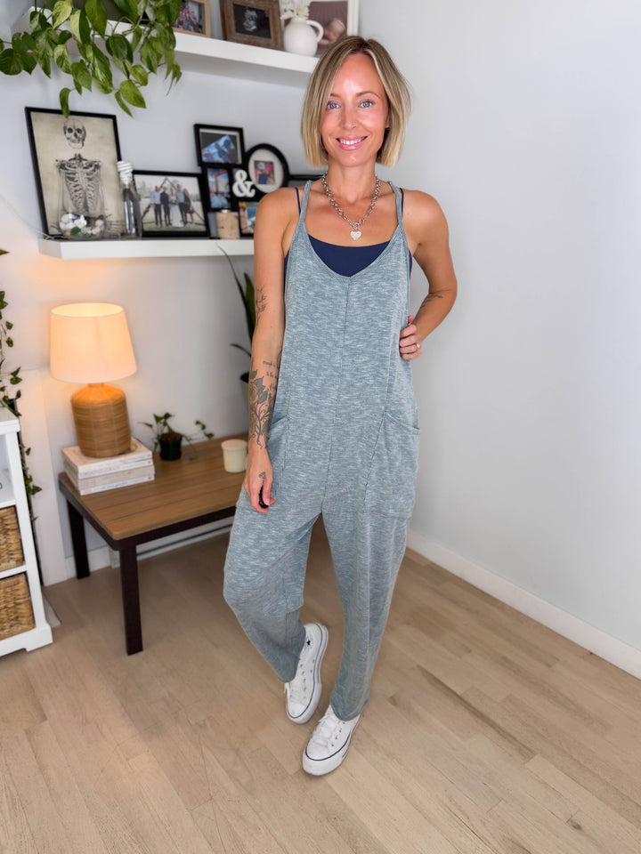 Robin Ribbed Jumpsuit- GREEN