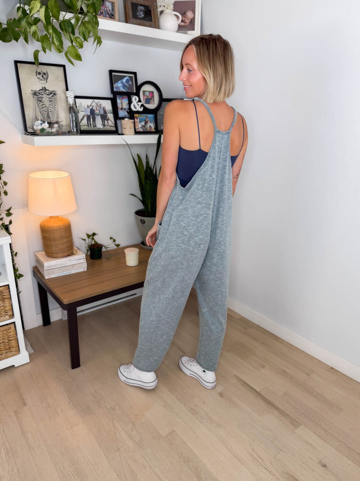 Robin Ribbed Jumpsuit- GREEN